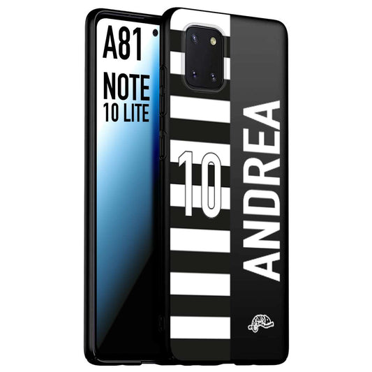 CUSTOMIZZA - Custodia cover nera morbida in tpu compatibile per Samsung A81 - Note 10 Lite personalizzata calcio football nome e numero calciatori bianconera