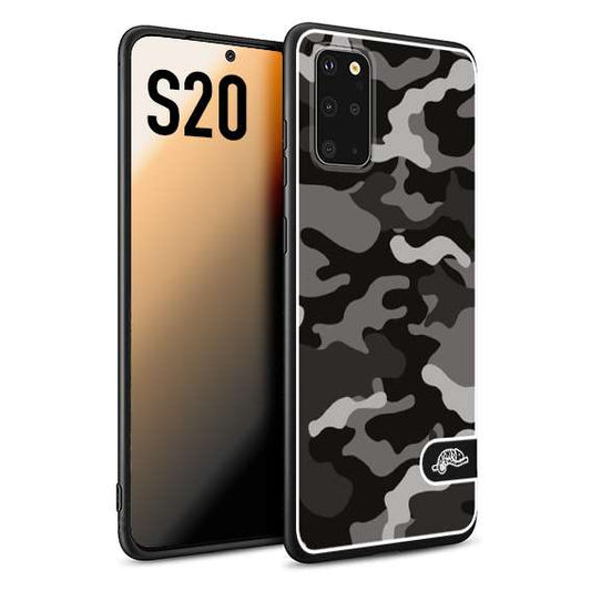 CUSTOMIZZA - Custodia cover nera morbida in tpu compatibile per Samsung S20 camouflage mimetico militare nero black grigio