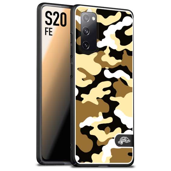 CUSTOMIZZA - Custodia cover nera morbida in tpu compatibile per Samsung S20 FE camouflage mimetico militare giallo desert brown