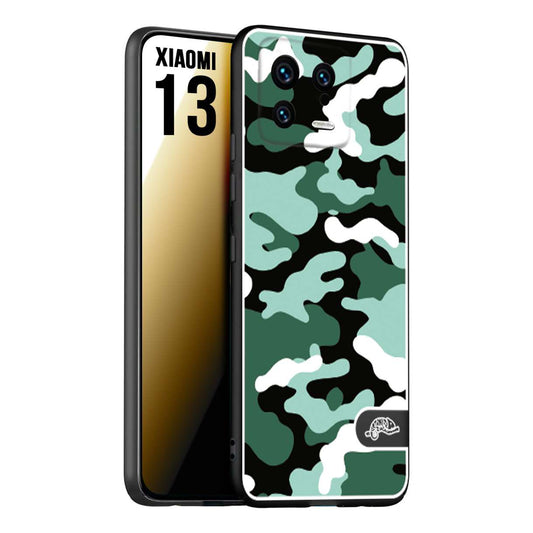 CUSTOMIZZA - Custodia cover nera morbida in tpu compatibile per Xiaomi 13 camouflage mimetico militare verde green