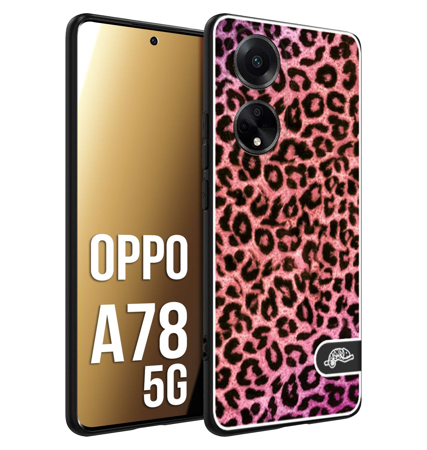 CUSTOMIZZA - Custodia cover nera morbida in tpu compatibile per Oppo A78 5G leopardato maculato donna rosa leopard