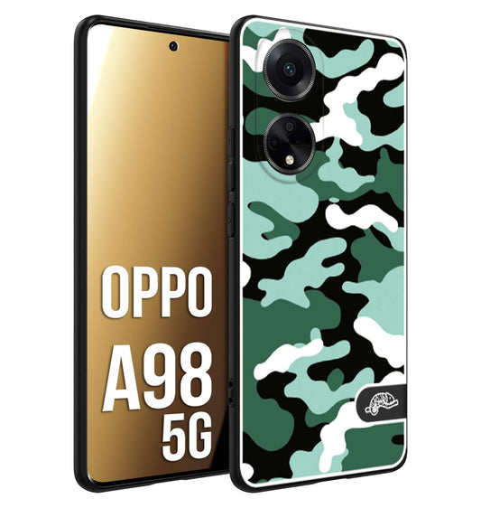 CUSTOMIZZA - Custodia cover nera morbida in tpu compatibile per Oppo A98 5G camouflage mimetico militare verde green