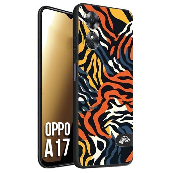 CUSTOMIZZA - Custodia cover nera morbida in tpu compatibile per Oppo A17 leopardato maculato tigrato tiger colorata gialla blu arancio