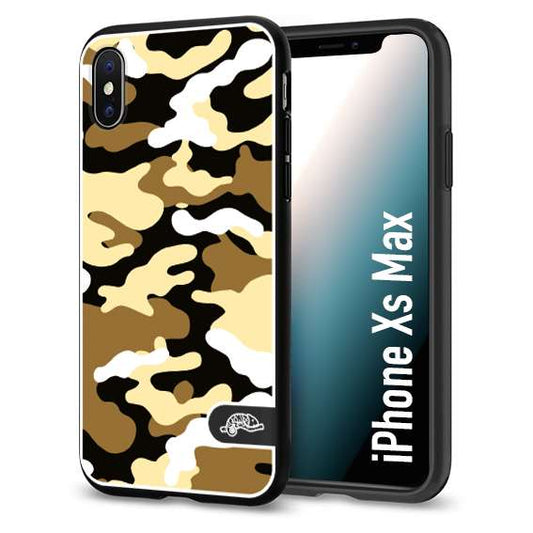 CUSTOMIZZA - Custodia cover nera morbida in tpu compatibile per iPhone Xs Max camouflage mimetico militare giallo desert brown