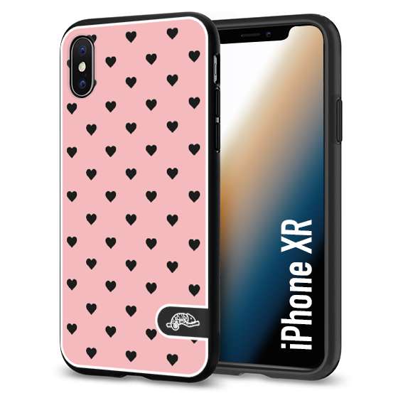 CUSTOMIZZA - Custodia cover nera morbida in tpu compatibile per iPhone Xr cuori pois rosa donna pin up vintage