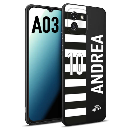 CUSTOMIZZA - Custodia cover nera morbida in tpu compatibile per Samsung A03 personalizzata calcio football nome e numero calciatori bianconera