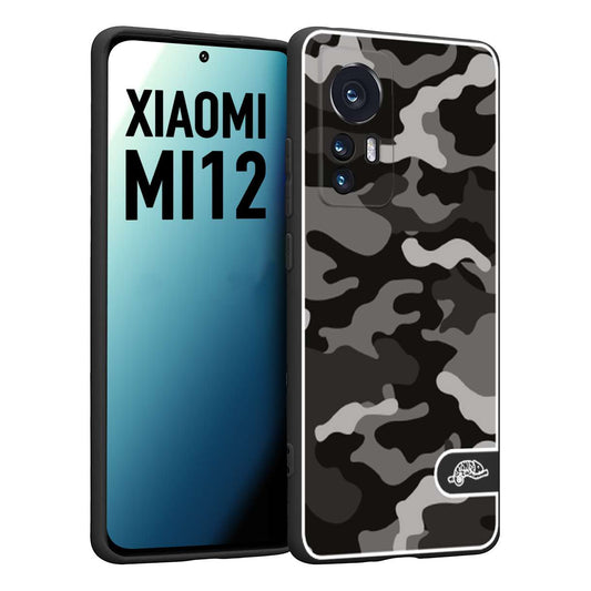 CUSTOMIZZA - Custodia cover nera morbida in tpu compatibile per Xiaomi 12 5G camouflage mimetico militare nero black grigio