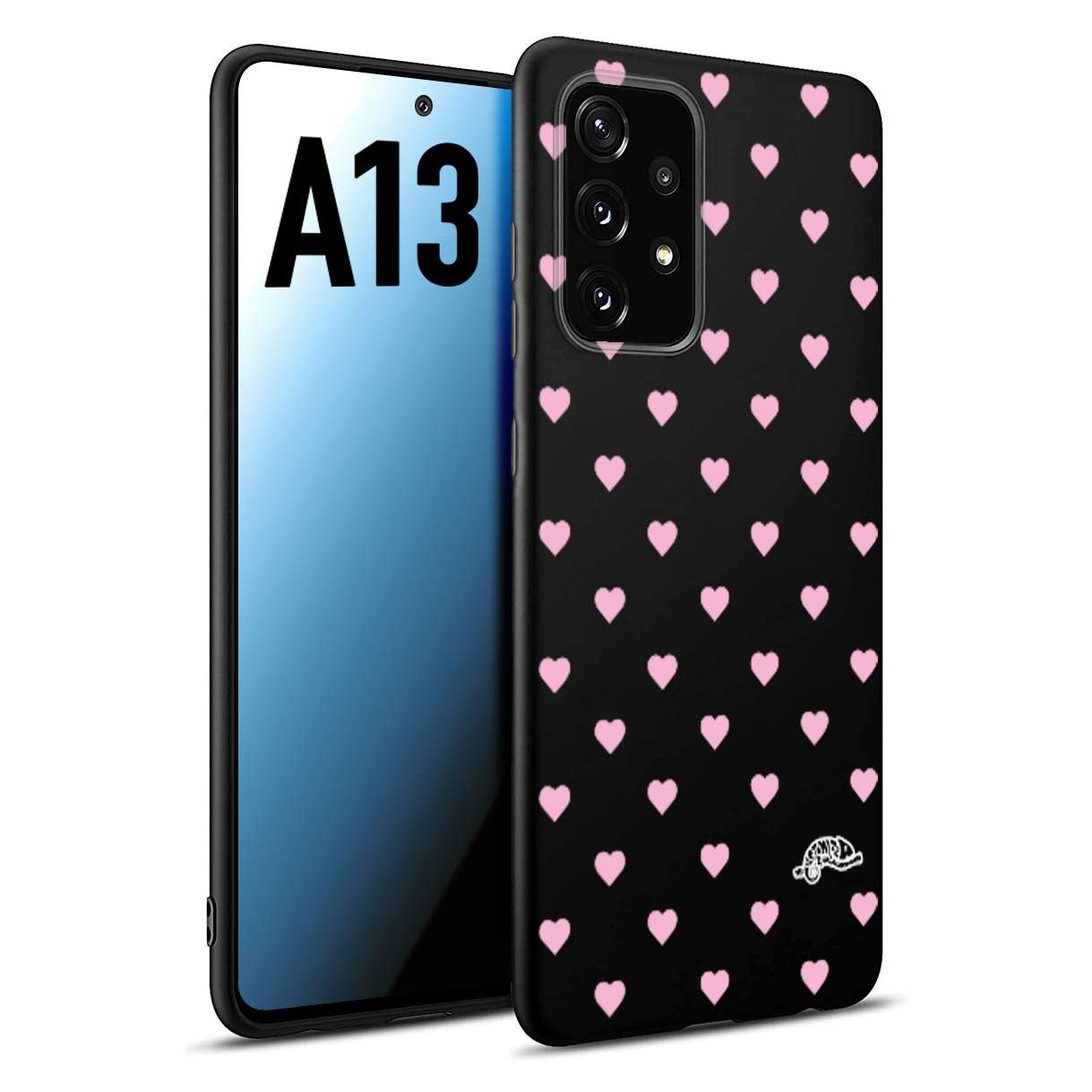 CUSTOMIZZA - Custodia cover nera morbida in tpu compatibile per Samsung A13 cuori pois rosa su nero donna pin up vintage